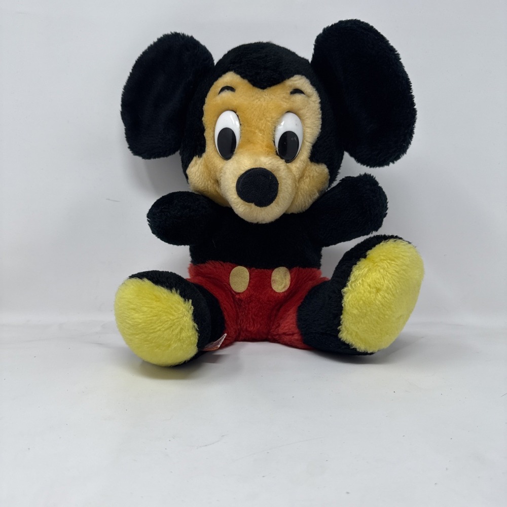 Vintage Walt Disney Productions Mickey Mouse Plush Stuffed Toy Korea 11‎ inch
